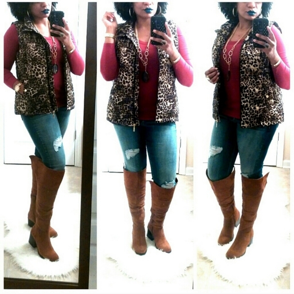 Madison Leopard Puffer Vest - Picture 1 of 14